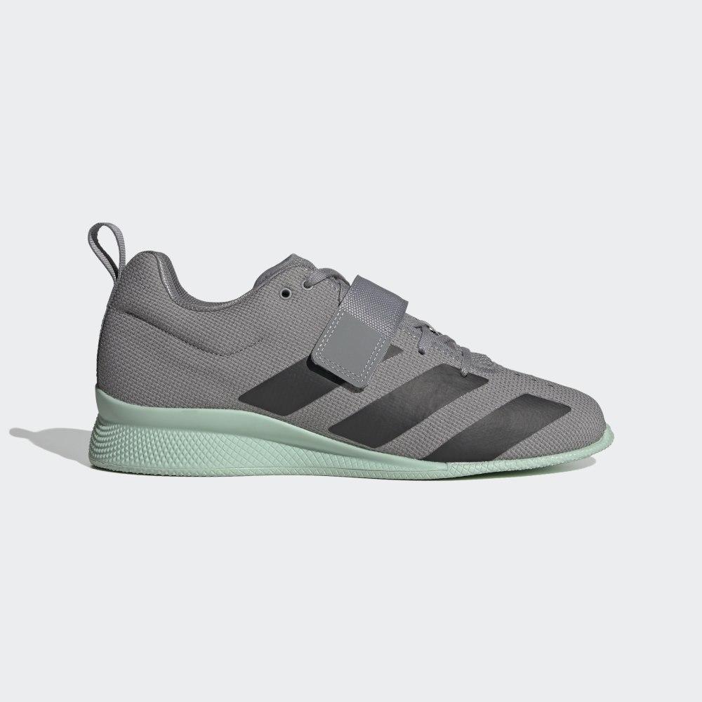 Adidas Women's Adipower 2 Weightlifting Shoes Grey/Black/Green Ireland EG1215